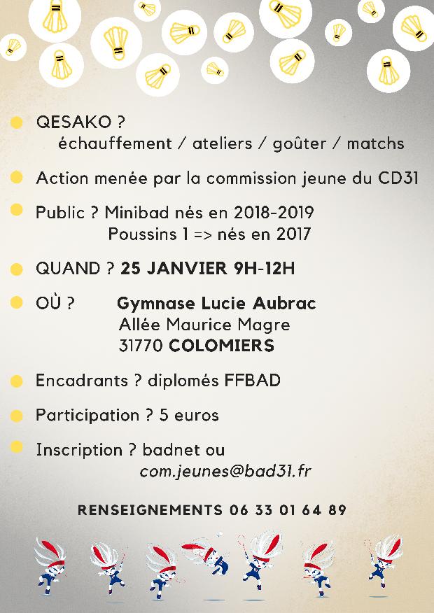 Plateau Minibad 2 du 25/01/26 au USC